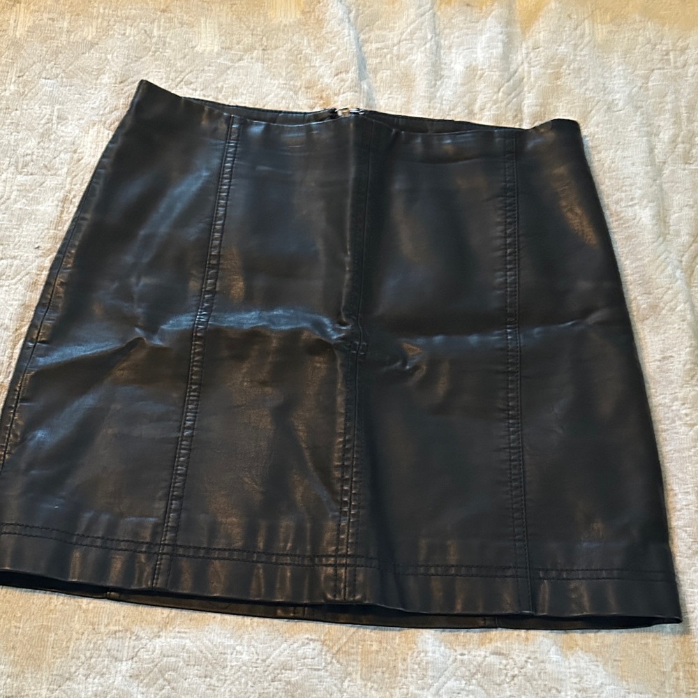 Free People Black Faux Leather Mini Skirt